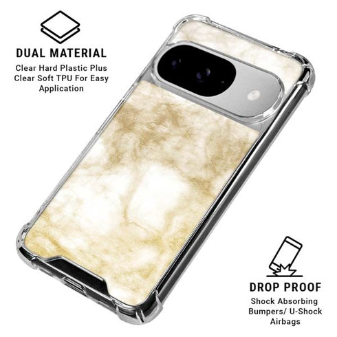 Gold and White Marble Google Pixel 10 Clear Case